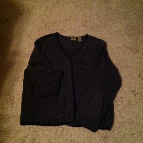 Grey with black trim button front sweater - Picture 1 of 1