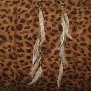 Long pink BeBe feather earrings!
