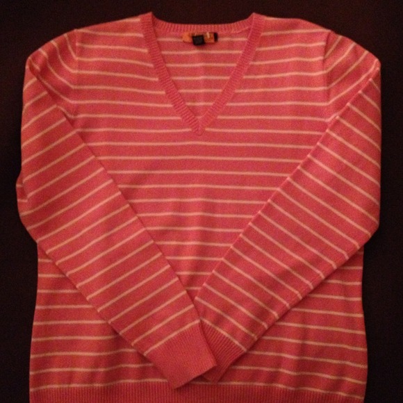 Sold- Lands' End peach striped sweater