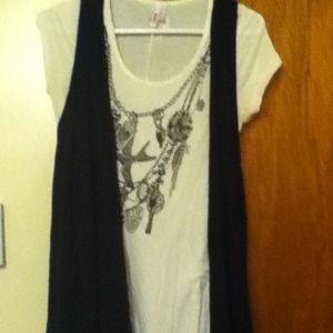 Shirt with attached vest and necklace detail