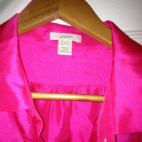 100 silk hot pink jcrew blouse - Picture 2 of 3