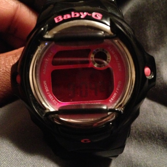 Pink and black Baby G watch
