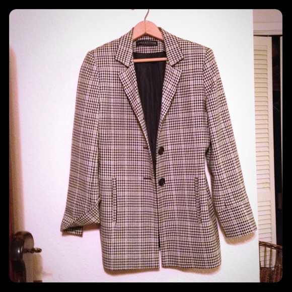 Vintage Houndstooth Blazer, Black lining.