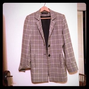 Vintage Houndstooth Blazer, Black lining.