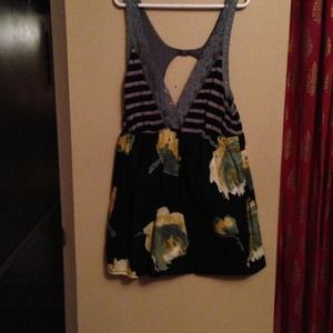 Floral and stripes free people tank