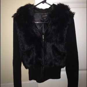 ALDO jacket fur hood & back with cotton sleeves