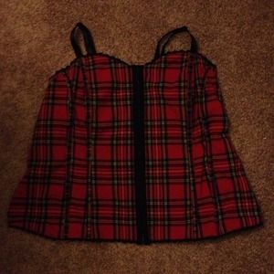 2x red plaid corset top. Worn only once