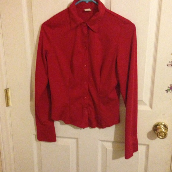 Red collar dress blouse