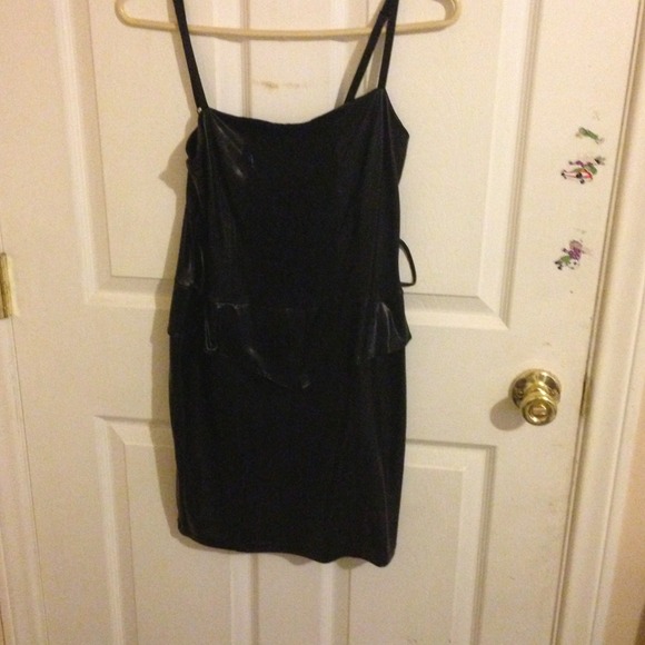 Black leather like dress