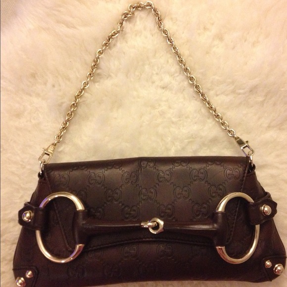 *SOLD* Gucci Monogram Horsebit Leather Clutch - Picture 1 of 4
