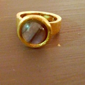 Gold plated fashion ring size 7 with tiger stone