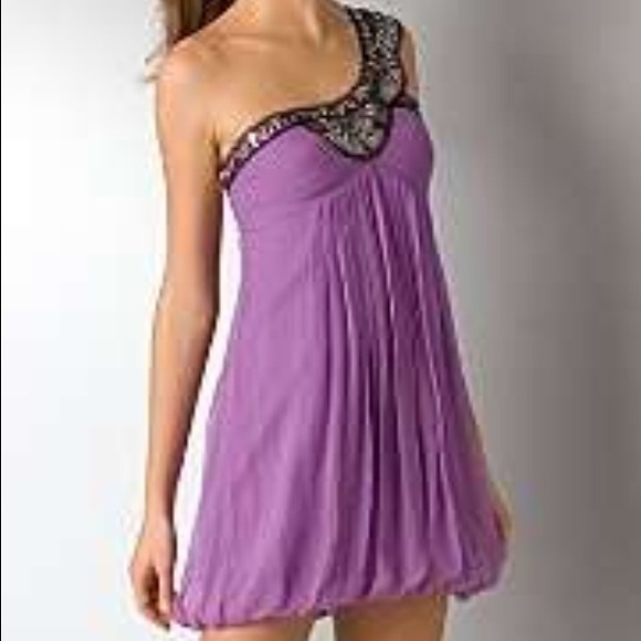 Beaded one-shoulder silk dress