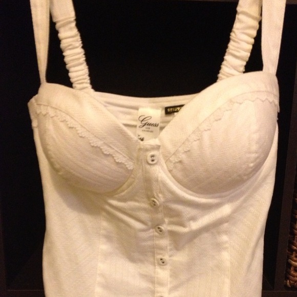 All-white Guess top with built-in bra