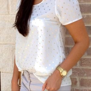****SOLD****Francesca's Golden Apple Print blouse
