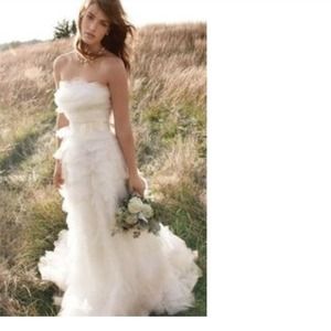 Tadashi Tulle and Organza Tiered Wedding Dress