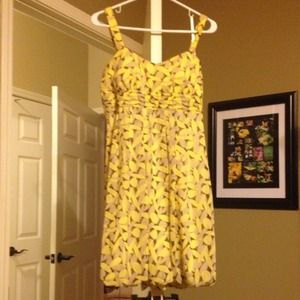 Yellow, brown, and tan dress