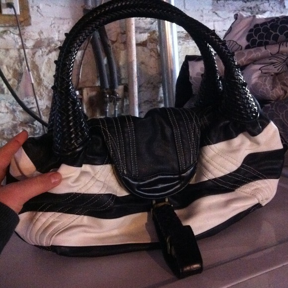 black and white hobo bag