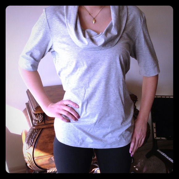 Silver sparkly cowl neck shirt