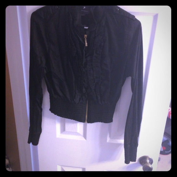 Black long sleeve cotton crop jacket