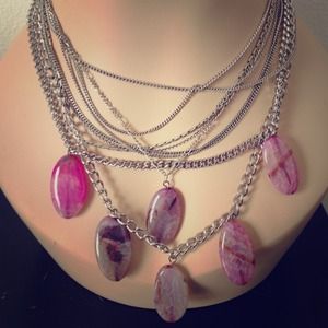 Real stone and silver necklace