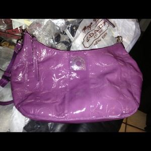 Coach Stitched Patent Convertible Hobo