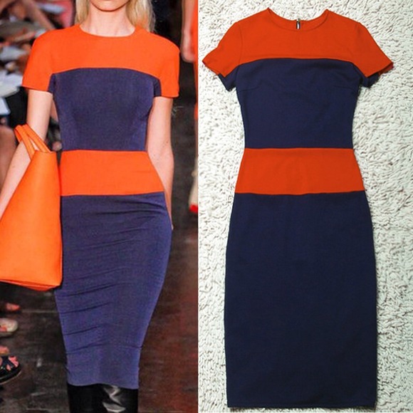 Dresses & Skirts - Stylish orange and blue dress. NWT!