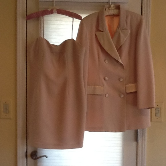 Cocktail dress with tuxedo jacket.