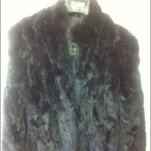 Real black rabbit fur coat!!