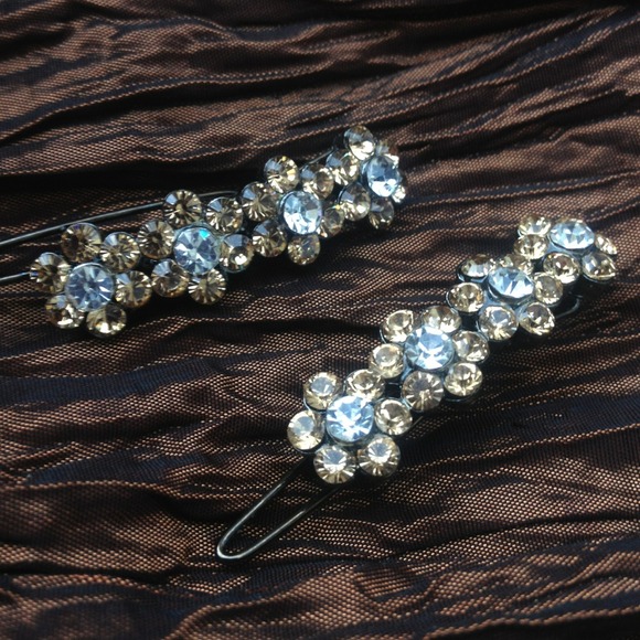 Swarovski crystal hair barrettes. Set of 2.