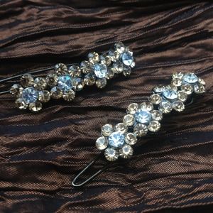 Swarovski crystal hair barrettes. Set of 2.