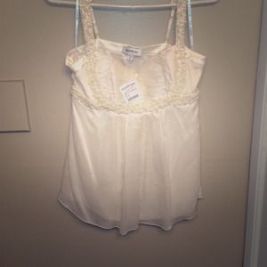 Beautiful 100% silk pearl beaded Bebe cami