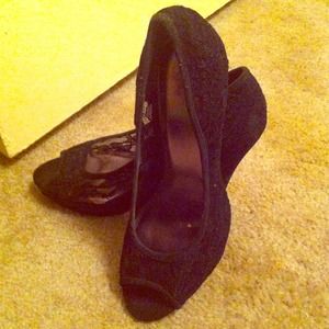 Lace peep toe heels brand new
