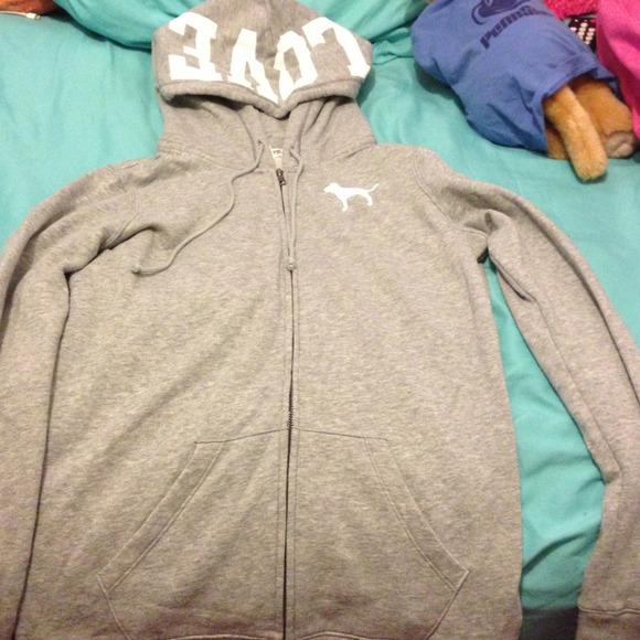 ✨Sold✨Pink Victoria secret gray hoodie