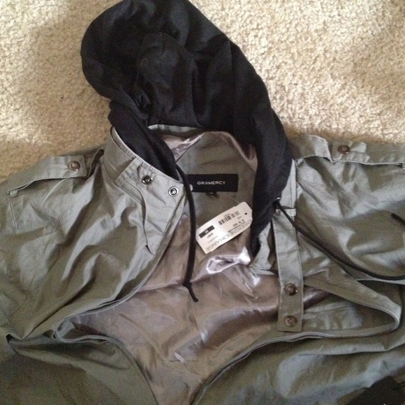 NWT Foreign Exchange Gray Black Hooded Jacket - Picture 3 of 4