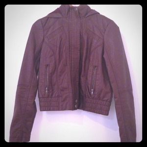 NWT Iris Basic Burgundy Faux Leather Jacket