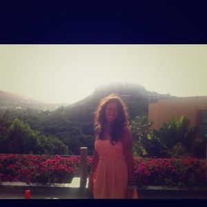 Peach strapless dress