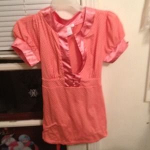 Pink polka dot blouse