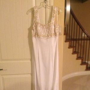 White floor length gown