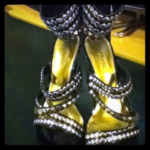 Studded black high heels