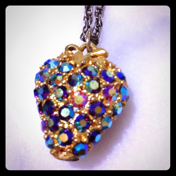 Vintage jeweled strawberry pendant