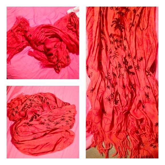 Bright red scarf