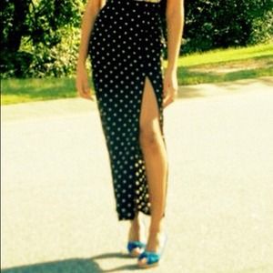 Forever 21 polka dot maxi skirt with slit