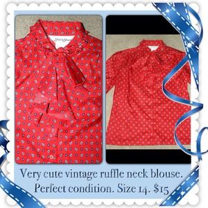 Vintage Ruffle Neck Blouse. Perfect Condition