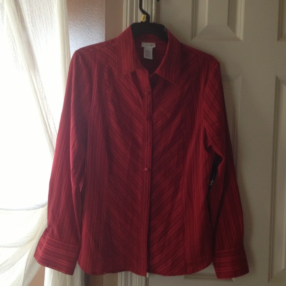 Long Sleeve Red pin-stripped shirt