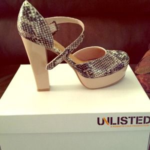 Unlisted by Kenneth Cole snake print heels