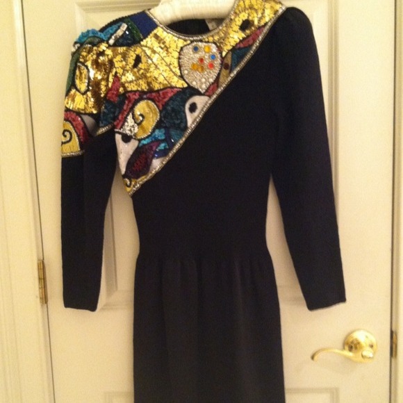 Gorgeous black knit special occassion dress