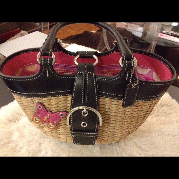 Coach Satchel (straw & leather finishing)