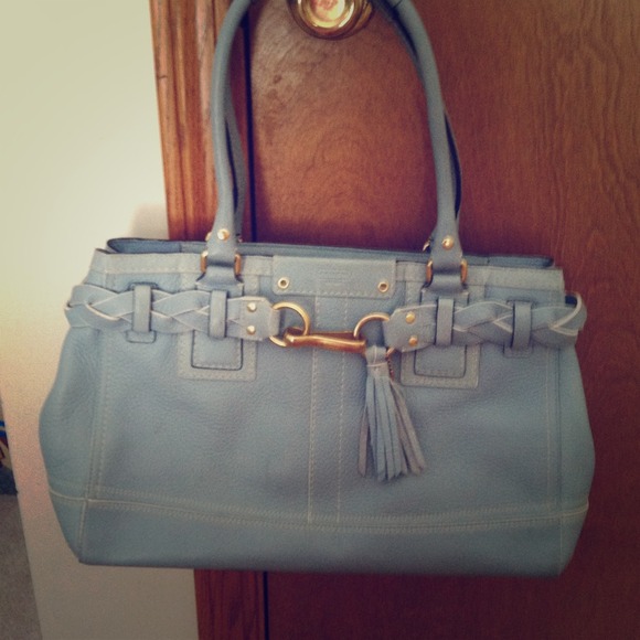 ***amysan*** Coach tote-light blue pebbled leather