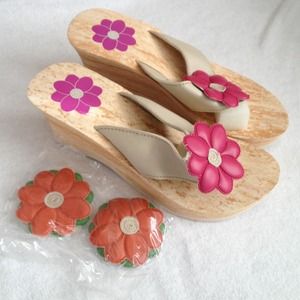 SOLD New Wedge Flower Sandals (3 flower combo)