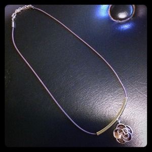 Amber Jeweled Gold Rose Necklace